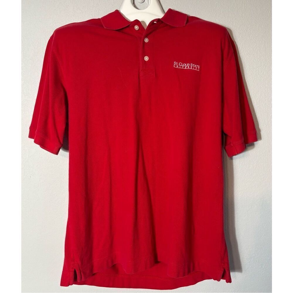 St. Cloud University Polo Mens Red Short Sleeve Golf Shirt Large Cutter & Buck